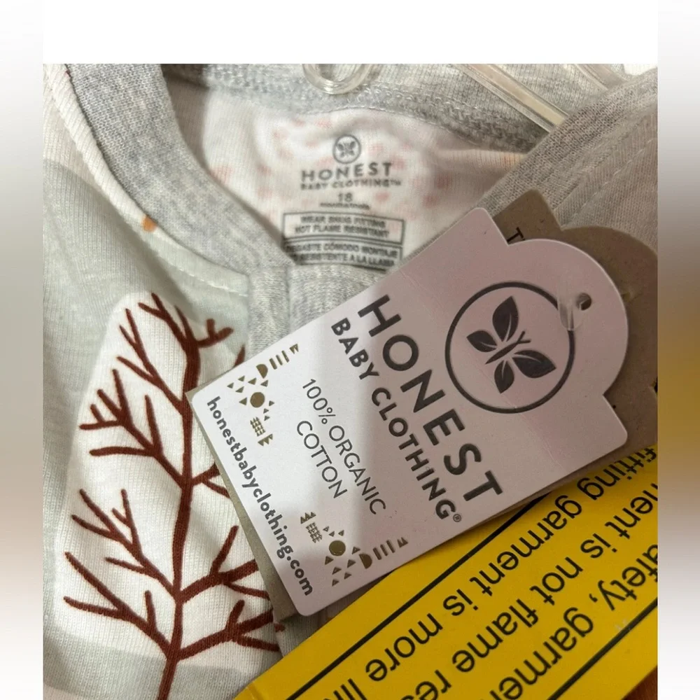 Honest Baby Organic Cotton Zip Up Sleeper Woodland Forest Boy NWT 18 Months